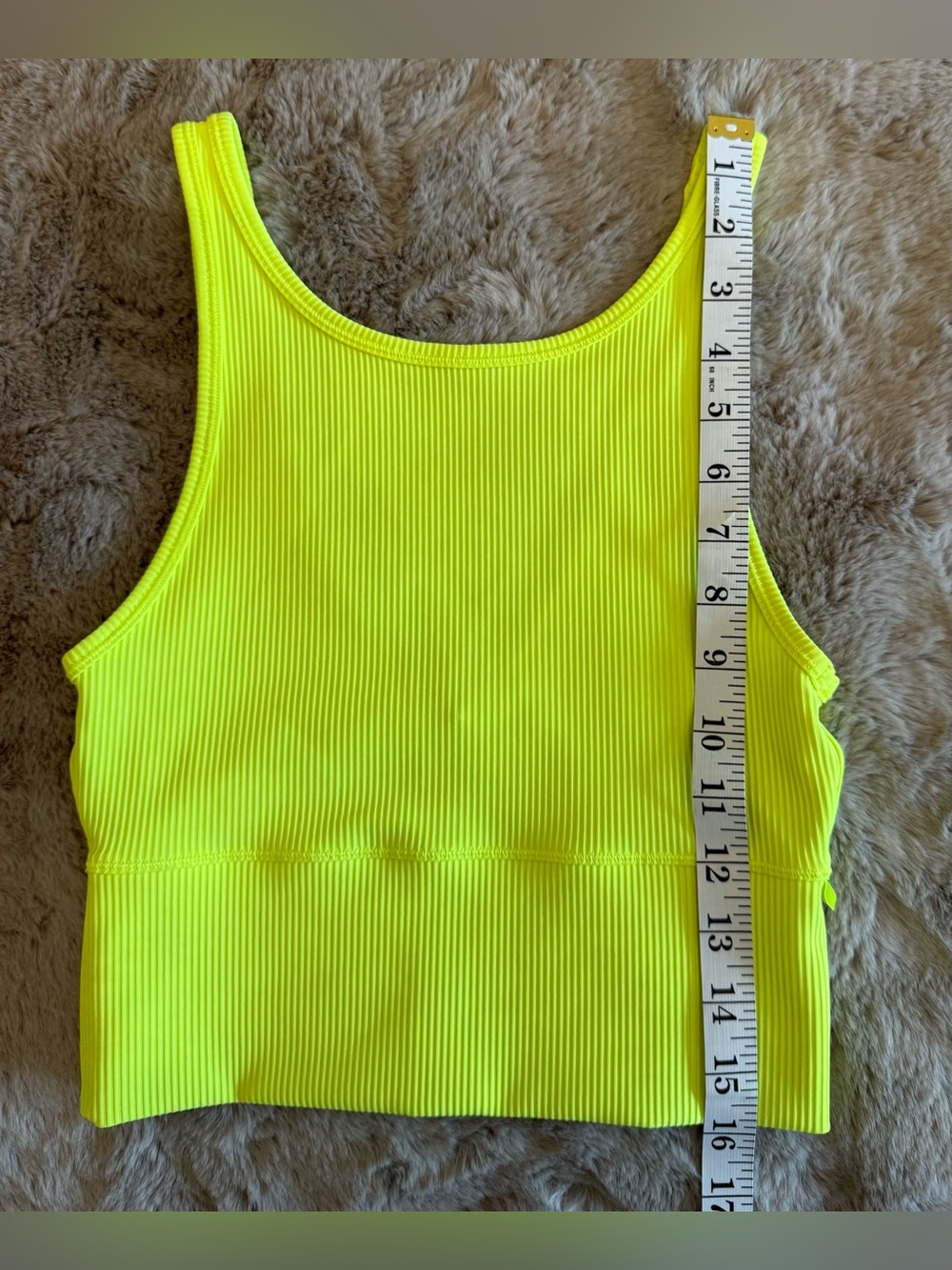 Lululemon Women’s Neon Yellow Ribbed Power Pivot Tank - Size 4 - Picture 4 of 5